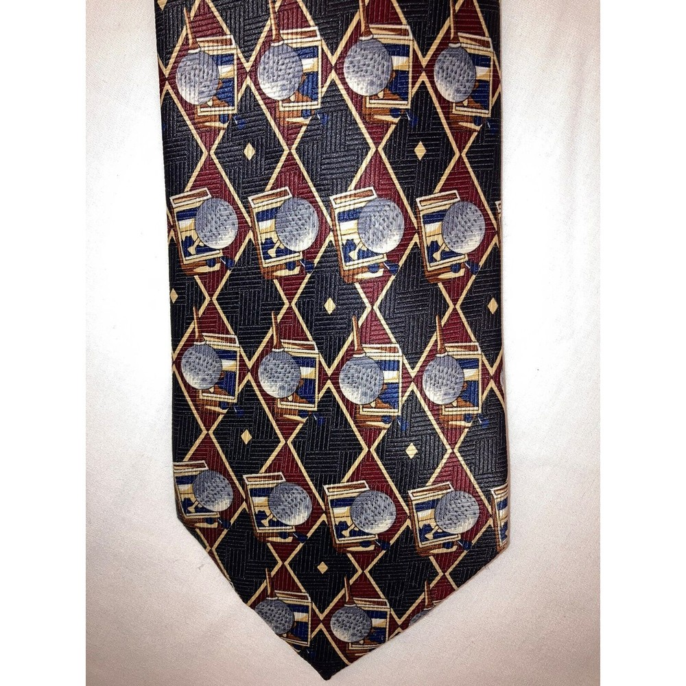 Vintage Sky Bend Country Club Geometric Golf Design Men's Tie